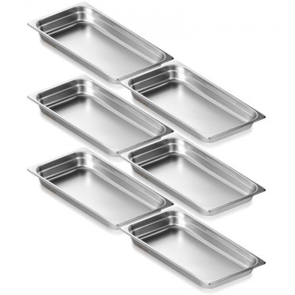 VEVOR 6 Pack Pans Hotel, Full Size Anti-Jam Steam Pan, 0,8mm πάχος από ανοξείδωτο ατσάλι Εστιατόριο Steam Pan, 2,5 ιντσών Deep Commercial Tags, Catering Storage Food Pan, for Industrial & Scientifi