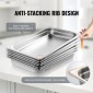 VEVOR 6 Pack Pans Hotel, Full Size Anti-Jam Steam Pan, 0,8mm πάχος από ανοξείδωτο ατσάλι Εστιατόριο Steam Pan, 2,5 ιντσών Deep Commercial Tags, Catering Storage Food Pan, for Industrial & Scientifi