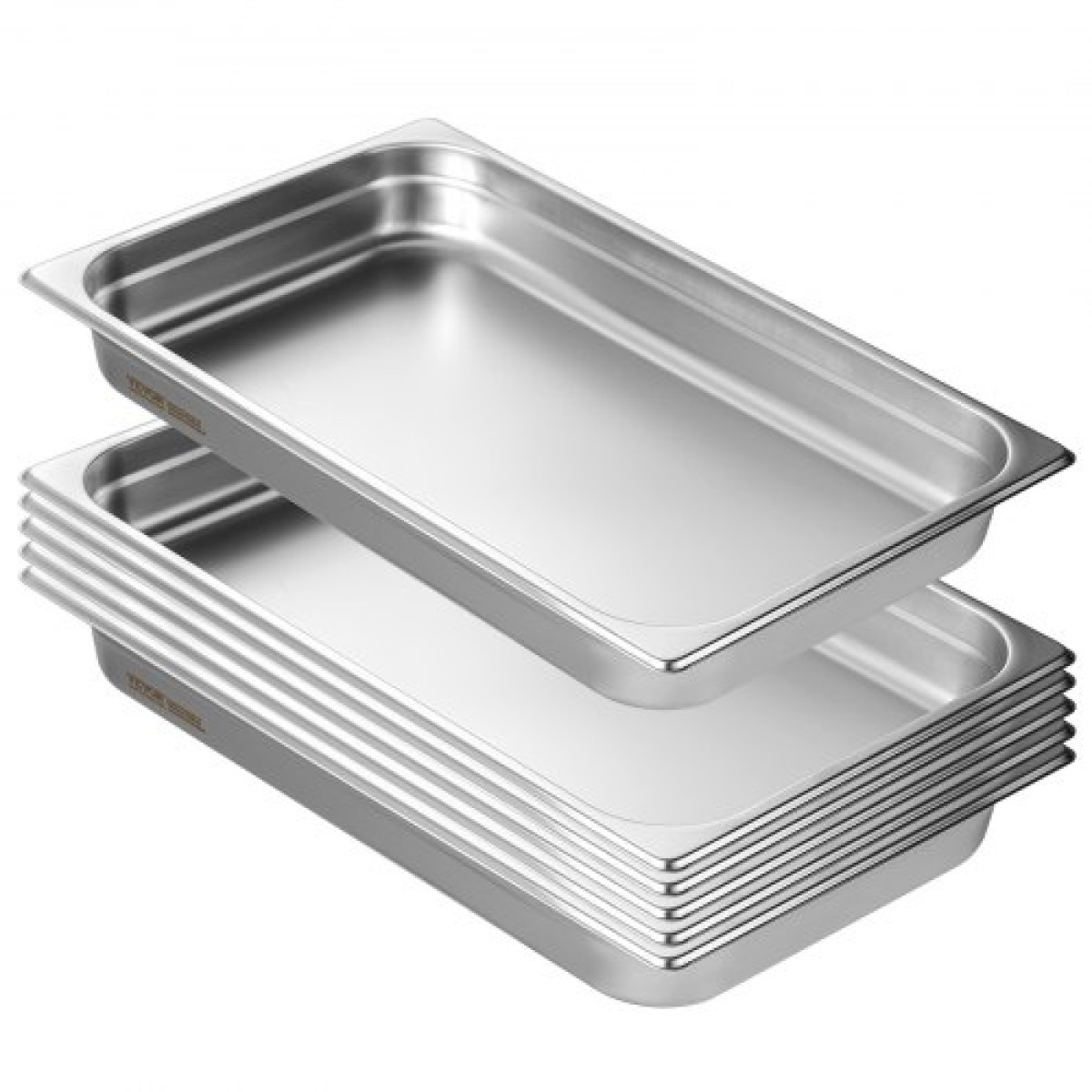 VEVOR 6 Pack Pans Hotel, Full Size Anti-Jam Steam Pan, 0,8mm πάχος από ανοξείδωτο ατσάλι Εστιατόριο Steam Pan, 2,5 ιντσών Deep Commercial Tags, Catering Storage Food Pan, for Industrial & Scientifi
