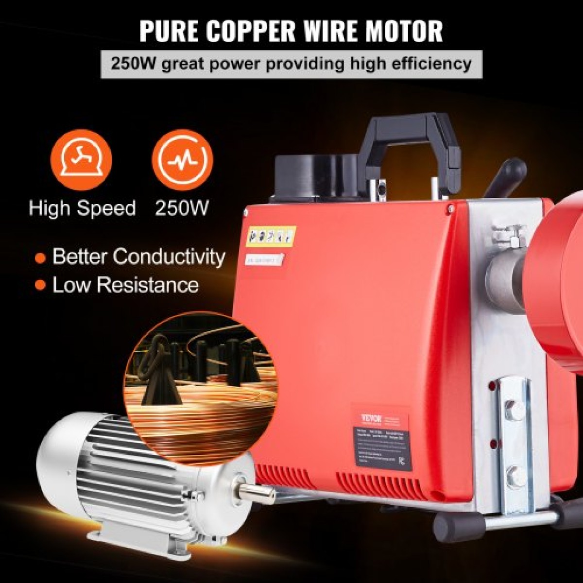 Μηχανή καθαρισμού αποχέτευσης VEVOR 20m x 16mm 250W Sewer Snake Auger Manual Feed