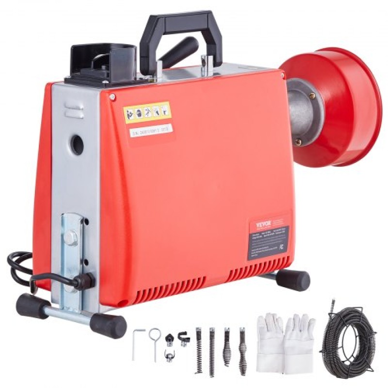 Μηχανή καθαρισμού αποχέτευσης VEVOR 20m x 16mm 250W Sewer Snake Auger Manual Feed