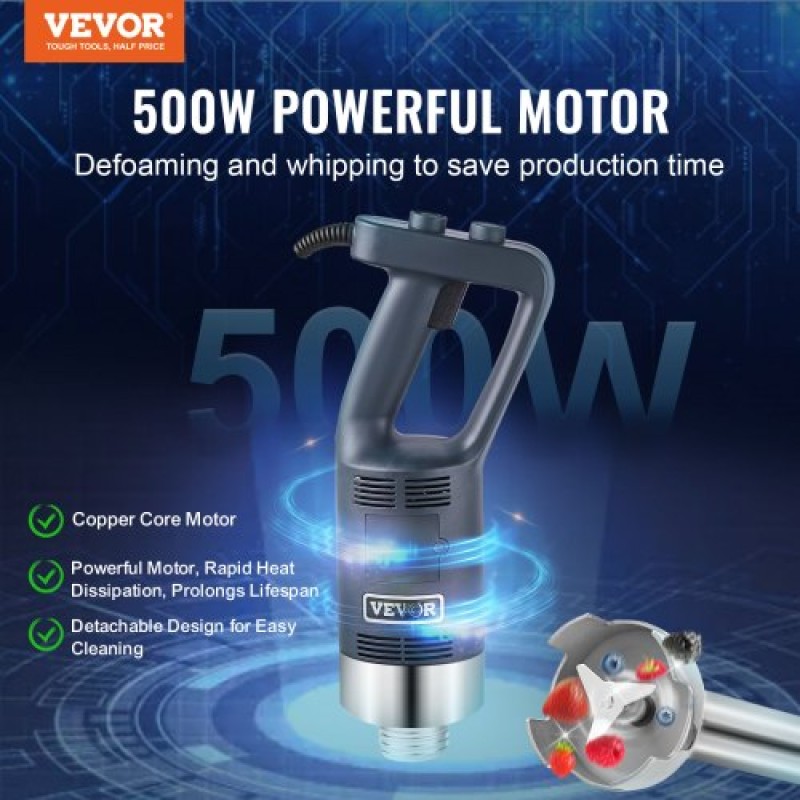 VEVOR Commercial Immersion Blender, 500W Heavy Duty μίξερ χειρός, 16 ιντσών Stepless μίξερ μεταβλητής ταχύτητας με λεπίδα από ανοξείδωτο χάλυβα, φορητό μίξερ πολλαπλών χρήσεων για σούπα, σάλτσες, πουρέ πατάτας, κρέμα