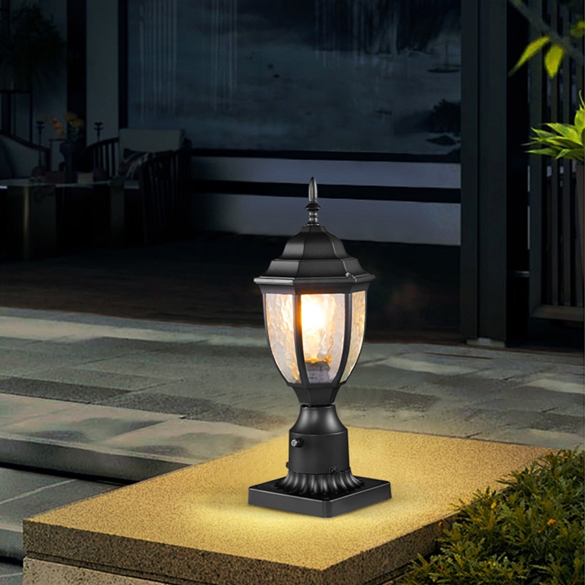 VEVOR 2 Pack Dusk to Dawn Outdoor Post Light, 390 mm, Αδιάβροχα φωτιστικά με 3,5 in Pier Mount Base Glass Shade, Αλεξικέραυνο Εξωτερικό Φωτιστικό Στήλης Πόλου για Patio Garden Pathway