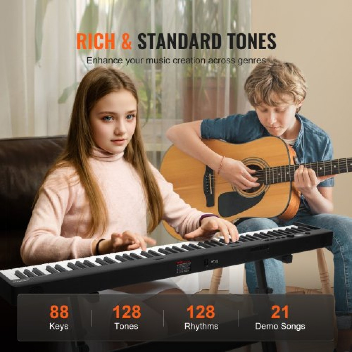 VEVOR 88 Key Folding Keyboard Piano, Bluetooth & MIDI, Φορητό ηλεκτρονικό ψηφιακό αναδιπλούμενο πιάνο με Stand Sustain τσάντα πεντάλ πλήκτρα ευαίσθητα στην αφή, επαναφορτιζόμενη για αρχάριους έφηβους, ενήλικες, μαύρο