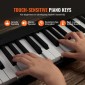 VEVOR 88 Key Folding Keyboard Piano, Bluetooth & MIDI, Φορητό ηλεκτρονικό ψηφιακό αναδιπλούμενο πιάνο με Stand Sustain τσάντα πεντάλ πλήκτρα ευαίσθητα στην αφή, επαναφορτιζόμενη για αρχάριους έφηβους, ενήλικες, μαύρο