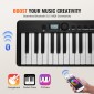 VEVOR 88 Key Folding Keyboard Piano, Bluetooth & MIDI, Φορητό ηλεκτρονικό ψηφιακό αναδιπλούμενο πιάνο με Stand Sustain τσάντα πεντάλ πλήκτρα ευαίσθητα στην αφή, επαναφορτιζόμενη για αρχάριους έφηβους, ενήλικες, μαύρο