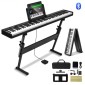 VEVOR 88 Key Folding Keyboard Piano, Bluetooth & MIDI, Φορητό ηλεκτρονικό ψηφιακό αναδιπλούμενο πιάνο με Stand Sustain τσάντα πεντάλ πλήκτρα ευαίσθητα στην αφή, επαναφορτιζόμενη για αρχάριους έφηβους, ενήλικες, μαύρο