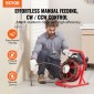 Μηχάνημα καθαρισμού αποχέτευσης VEVOR 15m x 13mm, Χειροκίνητη τροφοδοσία Sewer Snake Auger with 4 Cutters & Air-activated Foot Switch for 50mm to 150mm Pipes