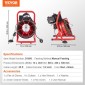 Μηχάνημα καθαρισμού αποχέτευσης VEVOR 15m x 13mm, Χειροκίνητη τροφοδοσία Sewer Snake Auger with 4 Cutters & Air-activated Foot Switch for 50mm to 150mm Pipes