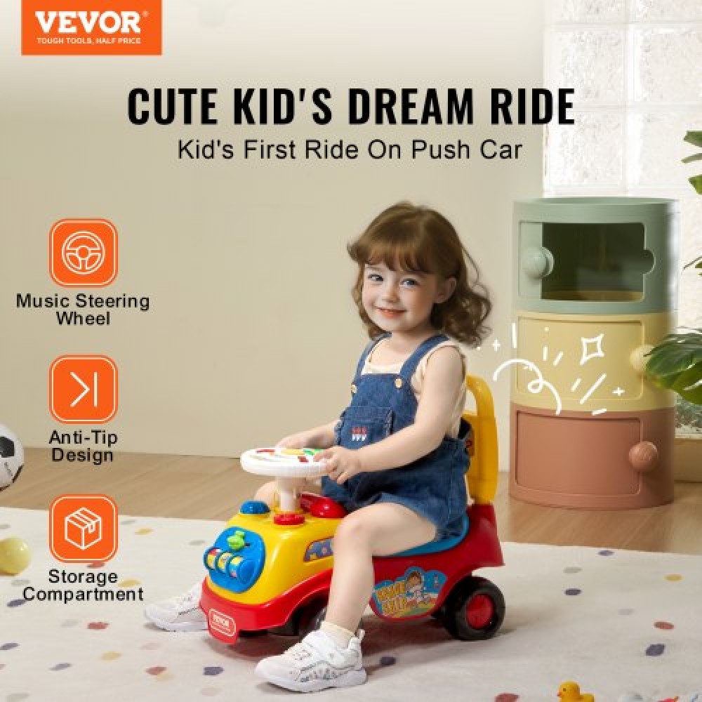 VEVOR Ride On Push Car για νήπια, Ηλικίες 1-3, Ride Racer, Sit to Stand Toddler Ride On Toy, Classic Kids Ride on Car with Music Steering, Horn & Under Seat Storage, Ride On Toy for Boys Girls