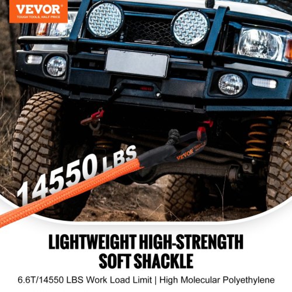 VEVOR Soft Shackle Synthetic Recovery Rope 2PCS 1,3x56 cm 20 Ton Break Strength