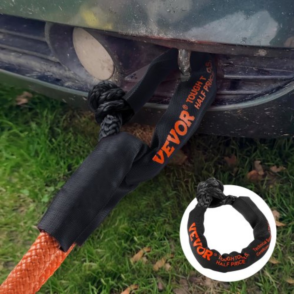 VEVOR Soft Shackle Synthetic Recovery Rope 2PCS 1,3x56 cm 20 Ton Break Strength