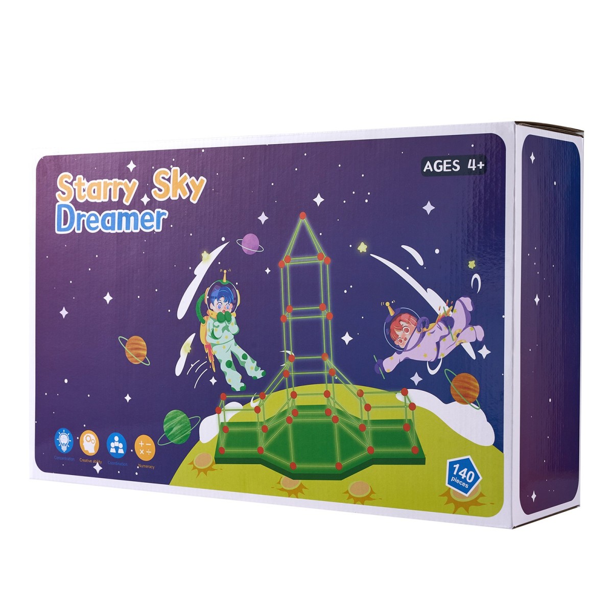 VEVOR Fort Building Kit for Kids, 140PCS Glow in The Dark STEM Building Toys, Εκπαιδευτικό δώρο για 4 5 6 7 8+ ετών Αγόρια & Κορίτσια Παιχνίδια κατασκευής σκηνής παιχνιδιού εσωτερικού χώρου με 96 ράβδους και 44 μπάλες