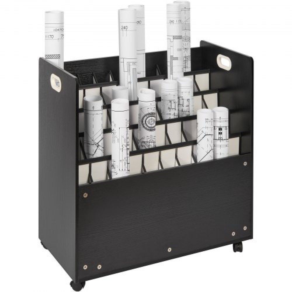 VEVOR Blueprint Storage Rack, 50 Slots Κινητό ντουλάπι αποθήκευσης Blueprint, Ξύλινο ρολό File Organizer Cart for Construction Plan Map Poster Architectural, Blueprint File Holiday for Home, Office, School