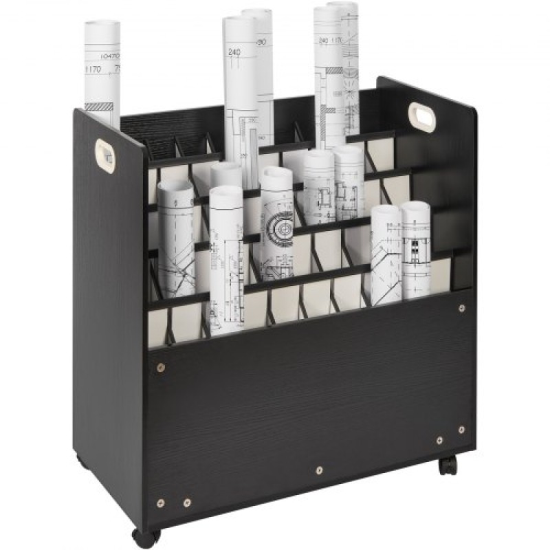 VEVOR Blueprint Storage Rack, 50 Slots Κινητό ντουλάπι αποθήκευσης Blueprint, Ξύλινο ρολό File Organizer Cart for Construction Plan Map Poster Architectural, Blueprint File Holiday for Home, Office, School