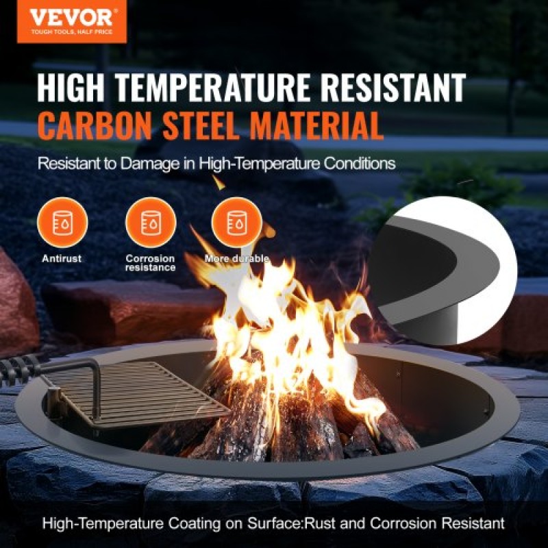 Δαχτυλίδι VEVOR Fire Pit, Ένθετο Fire Pit with Fire Ring, 40-In Outer/36-In Internal Diameter, 8,5 in Height, Carbon Steel Liner DIY Campfire Ring over/In-Ground, for Outdoor Camping, Bonfires