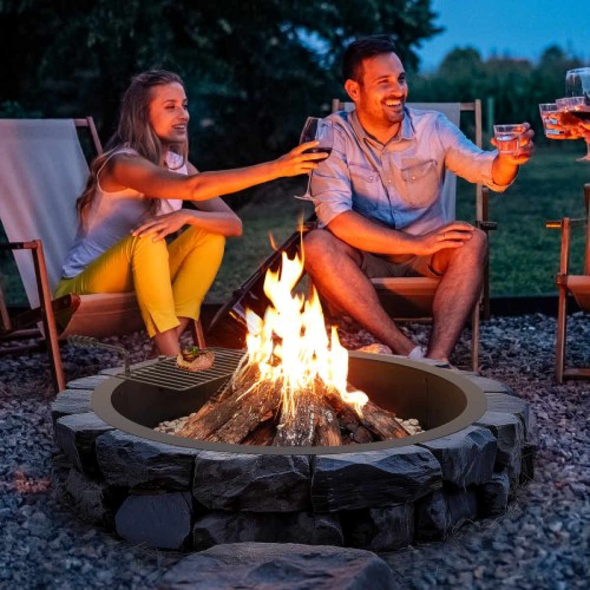 Δαχτυλίδι VEVOR Fire Pit, Ένθετο Fire Pit with Fire Ring, 40-In Outer/36-In Internal Diameter, 8,5 in Height, Carbon Steel Liner DIY Campfire Ring over/In-Ground, for Outdoor Camping, Bonfires