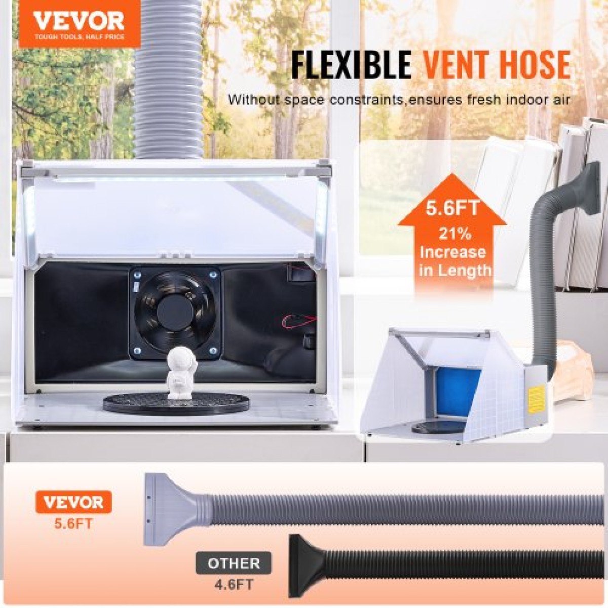 VEVOR Airbrush Booth Spray, Φορητό Hobby Airbrush Paint Booth Booth Kit με φώτα LED, ανεμιστήρας εξάτμισης και προέκταση σωλήνα εξάτμισης, θάλαμος βαφής Airbrush για ζωγραφική μοντέλων, τεχνών, χειροτεχνίας, κέικ