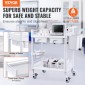 VEVOR 2 Tiers Lab Carts, Lab Utility Cart με 2 δίσκους, 2 συρτάρια & 4 Silent Wheels, Mobile ιατρικό καρότσι με υλικό PP, Lab Rolling Cart με 3 κάδους απορριμμάτων για εργαστήριο, κλινική, νοσοκομείο, σαλόνι, λευκό