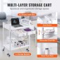 VEVOR 2 Tiers Lab Carts, Lab Utility Cart με 2 δίσκους, 2 συρτάρια & 4 Silent Wheels, Mobile ιατρικό καρότσι με υλικό PP, Lab Rolling Cart με 3 κάδους απορριμμάτων για εργαστήριο, κλινική, νοσοκομείο, σαλόνι, λευκό