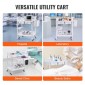 VEVOR 2 Tiers Lab Carts, Lab Utility Cart με 2 δίσκους, 2 συρτάρια & 4 Silent Wheels, Mobile ιατρικό καρότσι με υλικό PP, Lab Rolling Cart με 3 κάδους απορριμμάτων για εργαστήριο, κλινική, νοσοκομείο, σαλόνι, λευκό