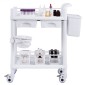 VEVOR 2 Tiers Lab Carts, Lab Utility Cart με 2 δίσκους, 2 συρτάρια & 4 Silent Wheels, Mobile ιατρικό καρότσι με υλικό PP, Lab Rolling Cart με 3 κάδους απορριμμάτων για εργαστήριο, κλινική, νοσοκομείο, σαλόνι, λευκό