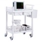 VEVOR 2 Tiers Lab Carts, Lab Utility Cart με 2 δίσκους, 2 συρτάρια & 4 Silent Wheels, Mobile ιατρικό καρότσι με υλικό PP, Lab Rolling Cart με 3 κάδους απορριμμάτων για εργαστήριο, κλινική, νοσοκομείο, σαλόνι, λευκό