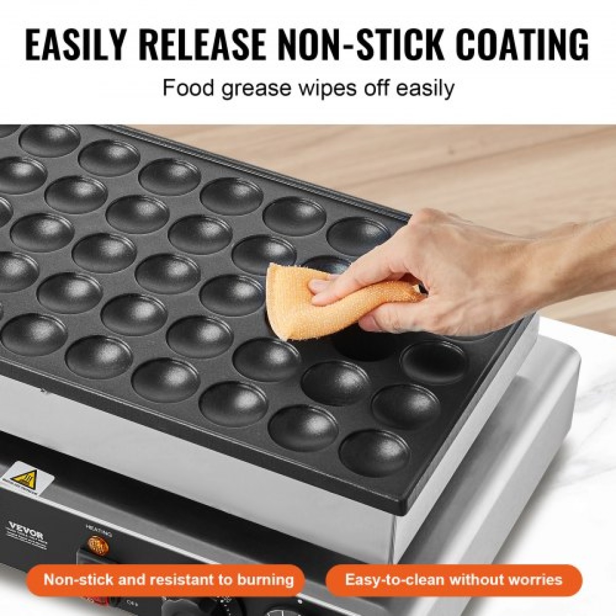 VEVOR Mini Dutch Pancake Maker, 50PCS 43mm Διάμετρος Dorayaki Baker Machine, 1700W Εμπορική ηλεκτρική ψησταριά Poffertjes, Αντικολλητικό ανοξείδωτο ατσάλι, Διπλός έλεγχος θερμοκρασίας & χρόνου, για οικιακή κουζίνα εστιατόριο