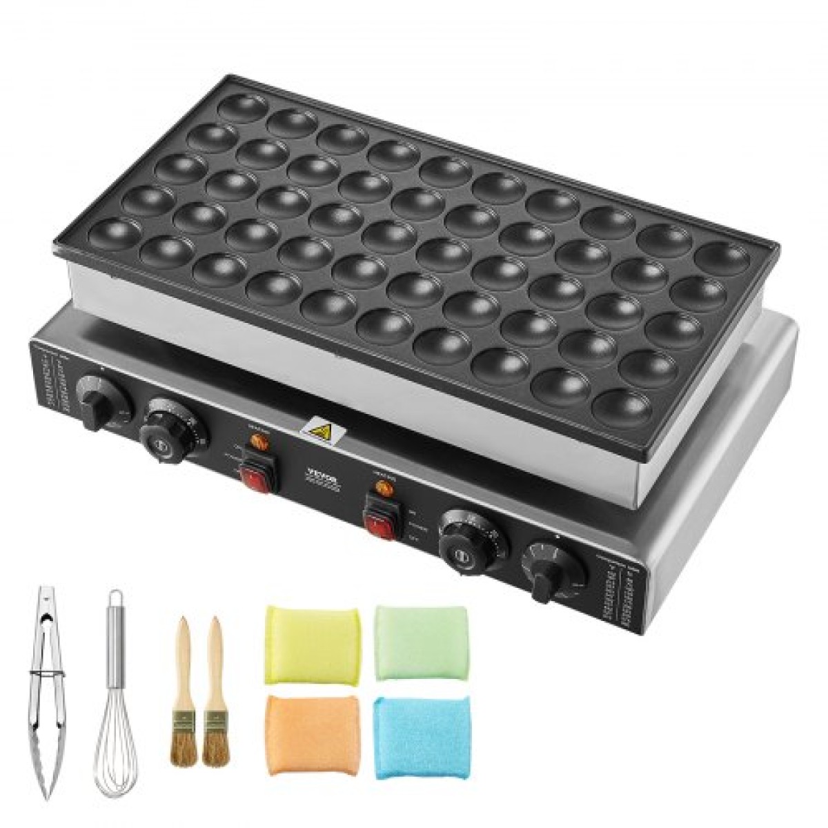 VEVOR Mini Dutch Pancake Maker, 50PCS 43mm Διάμετρος Dorayaki Baker Machine, 1700W Εμπορική ηλεκτρική ψησταριά Poffertjes, Αντικολλητικό ανοξείδωτο ατσάλι, Διπλός έλεγχος θερμοκρασίας & χρόνου, για οικιακή κουζίνα εστιατόριο