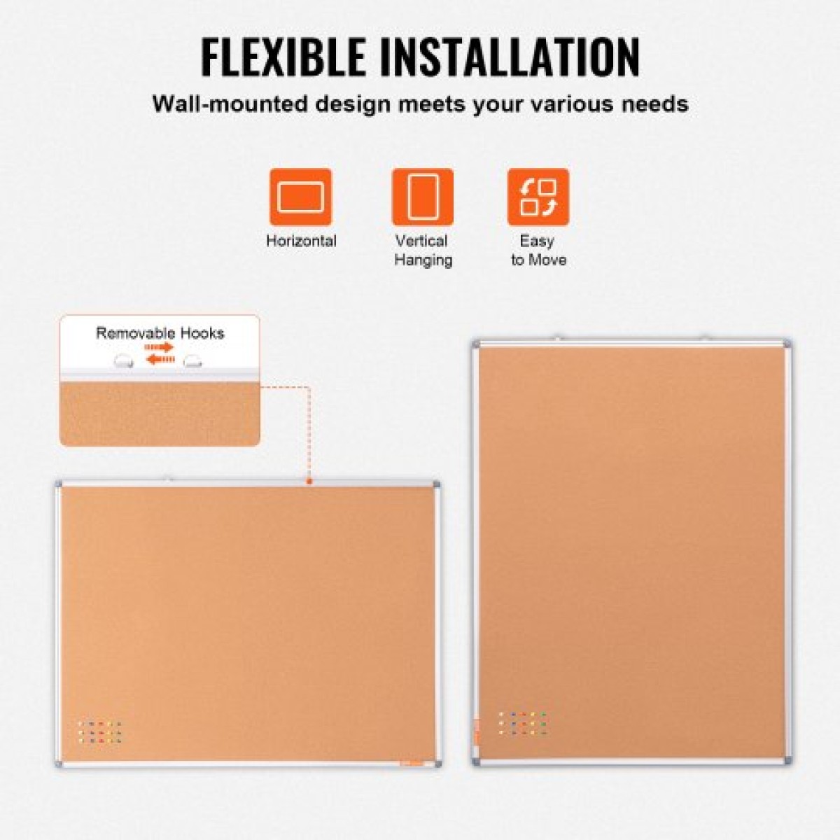 VEVOR 48"x36" μεγάλη σανίδα από φελλό – Επιτοίχιος πίνακας ανακοινώσεων με καρφίτσα – Ιδανική για σχολείο, σπίτι, γραφείο