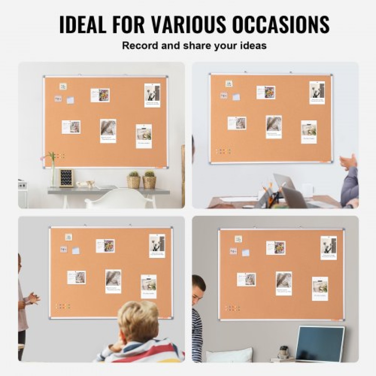 VEVOR 48"x36" μεγάλη σανίδα από φελλό – Επιτοίχιος πίνακας ανακοινώσεων με καρφίτσα – Ιδανική για σχολείο, σπίτι, γραφείο