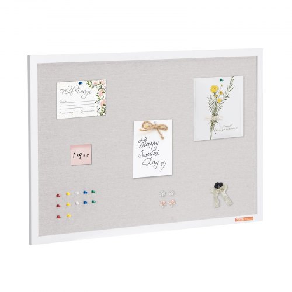 VEVOR 36"x24" Λευκός πίνακας από φελλό με λινή επιφάνεια – Κομψός επιτοίχιος πίνακας ανακοινώσεων για σπίτι, σχολείο, γραφείο – Κομψός και λειτουργικός πίνακας ανακοινώσεων