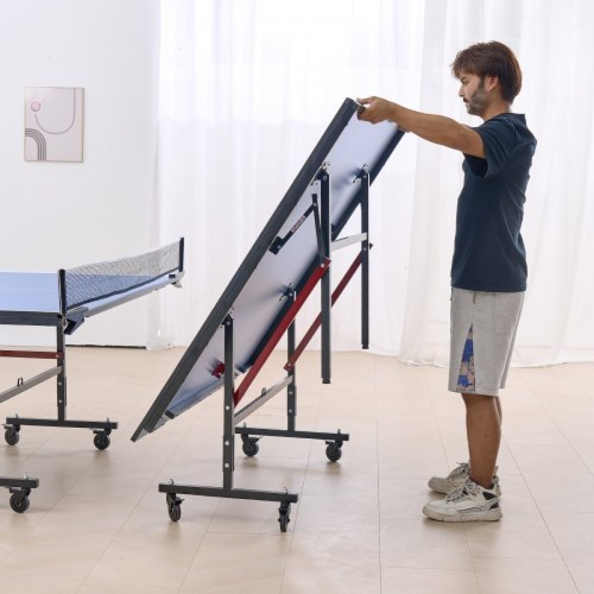 Τραπέζι πινγκ πονγκ VEVOR, επαγγελματικό παιχνίδι επιτραπέζιας αντισφαίρισης, φορητό τραπέζι πινγκ πονγκ από MDF εσωτερικού χώρου, πτυσσόμενο τραπέζι πινγκ πονγκ με δίχτυ γρήγορου σφιγκτήρα και ρόδες που κλειδώνουν, Εύκολη συναρμολόγηση 10 λεπτών, επιτραπ