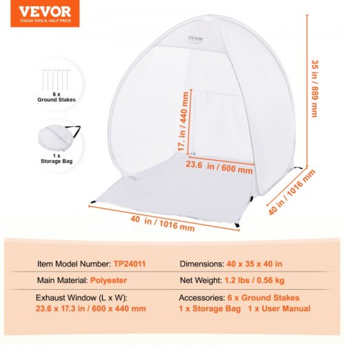 VEVOR Spray Paint Shelter Portable Spray Paint Tent Booth 101,6x88,9x101,6 cm Pop Up