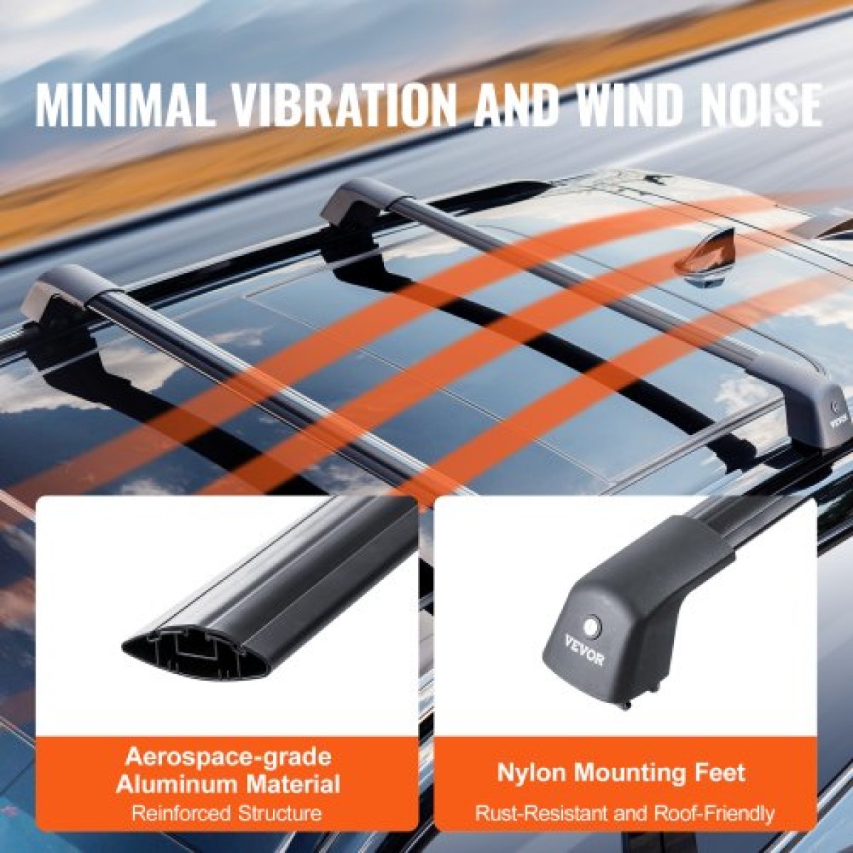 VEVOR Universal Roof Rack Crossbar Max 122,9 cm Ταιριάζει σε αυλακωτές πλαϊνές ράγες χωρίς διάκενο