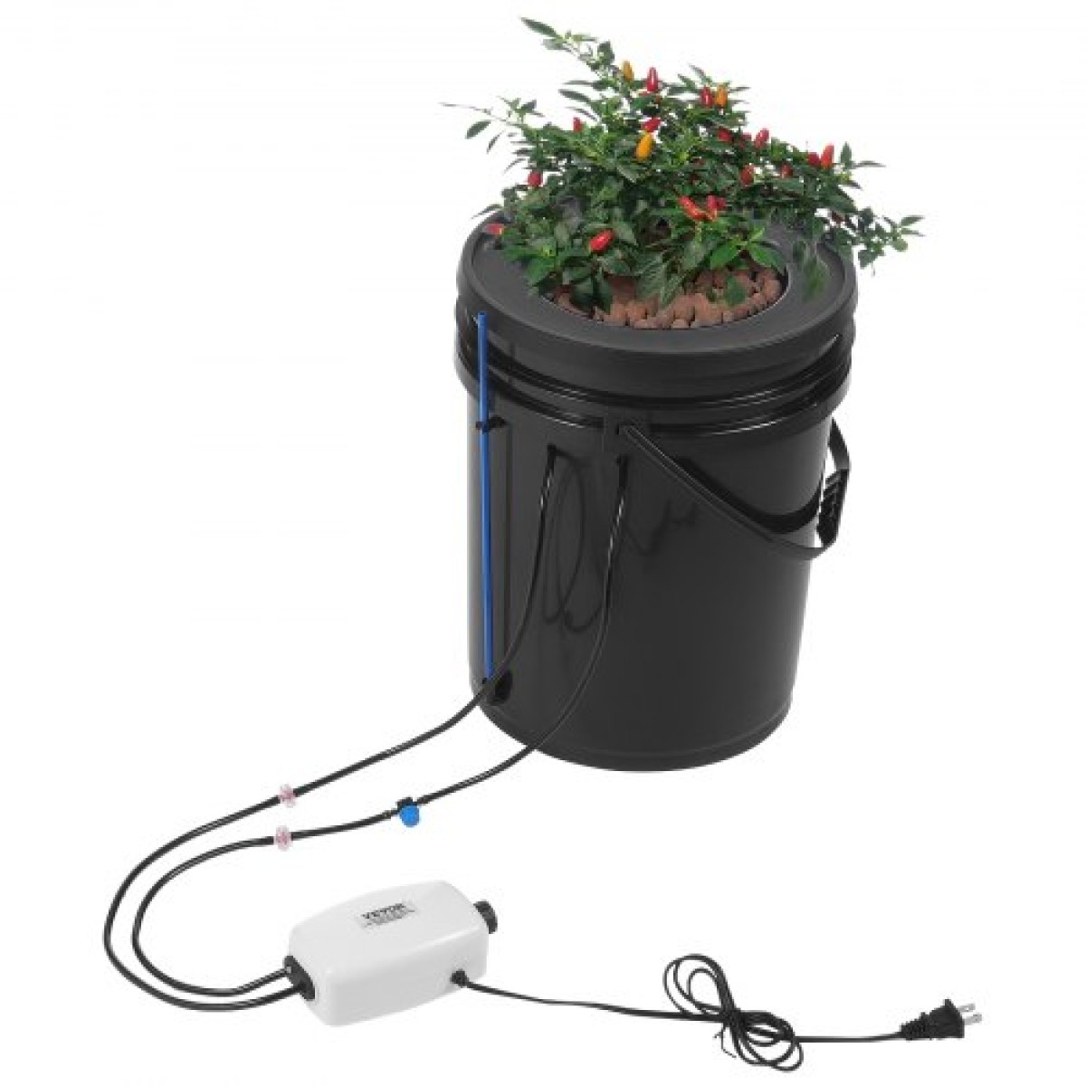 VEVOR DWC Hydroponics Grow System, Hydroponic Growing System with Top Drip Kit, 5-Gallon Deep Water Culture with Air Pump, Air Stone και Συσκευή στάθμης νερού για φυλλώδη λαχανικά (1 Bucket+Top Drip Kit)