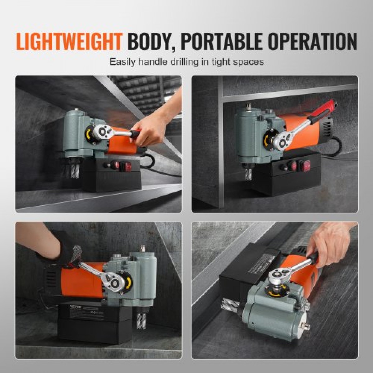 VEVOR Magnetic Drill Press, 1300W χαμηλού προφίλ Mag Drill, Φορητό Magnetic Drilling Machine με ψυκτική συσκευή και προστασία υπερφόρτωσης, Magnetic Press για εγκατάσταση εξοπλισμού, βιομηχανική
