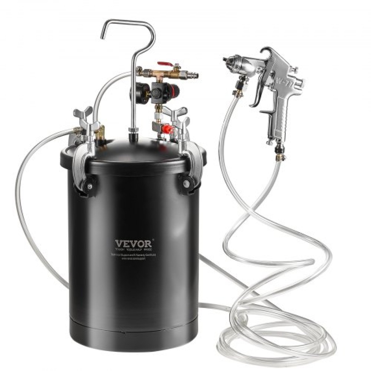 Δοχείο πίεσης βαφής VEVOR, δοχείο πίεσης 15L/3,75 gal, Ρυθμιζόμενη πίεση 60 psi, Δεξαμενή βαφής δοχείου πίεσης από χάλυβα με πιστόλι ψεκασμού, σωλήνες, μετρητής πίεσης, για διακόσμηση σπιτιού και βιομηχανική βαφή