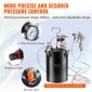 Δοχείο πίεσης βαφής VEVOR, δοχείο πίεσης 15L/3,75 gal, Ρυθμιζόμενη πίεση 60 psi, Δεξαμενή βαφής δοχείου πίεσης από χάλυβα με πιστόλι ψεκασμού, σωλήνες, μετρητής πίεσης, για διακόσμηση σπιτιού και βιομηχανική βαφή