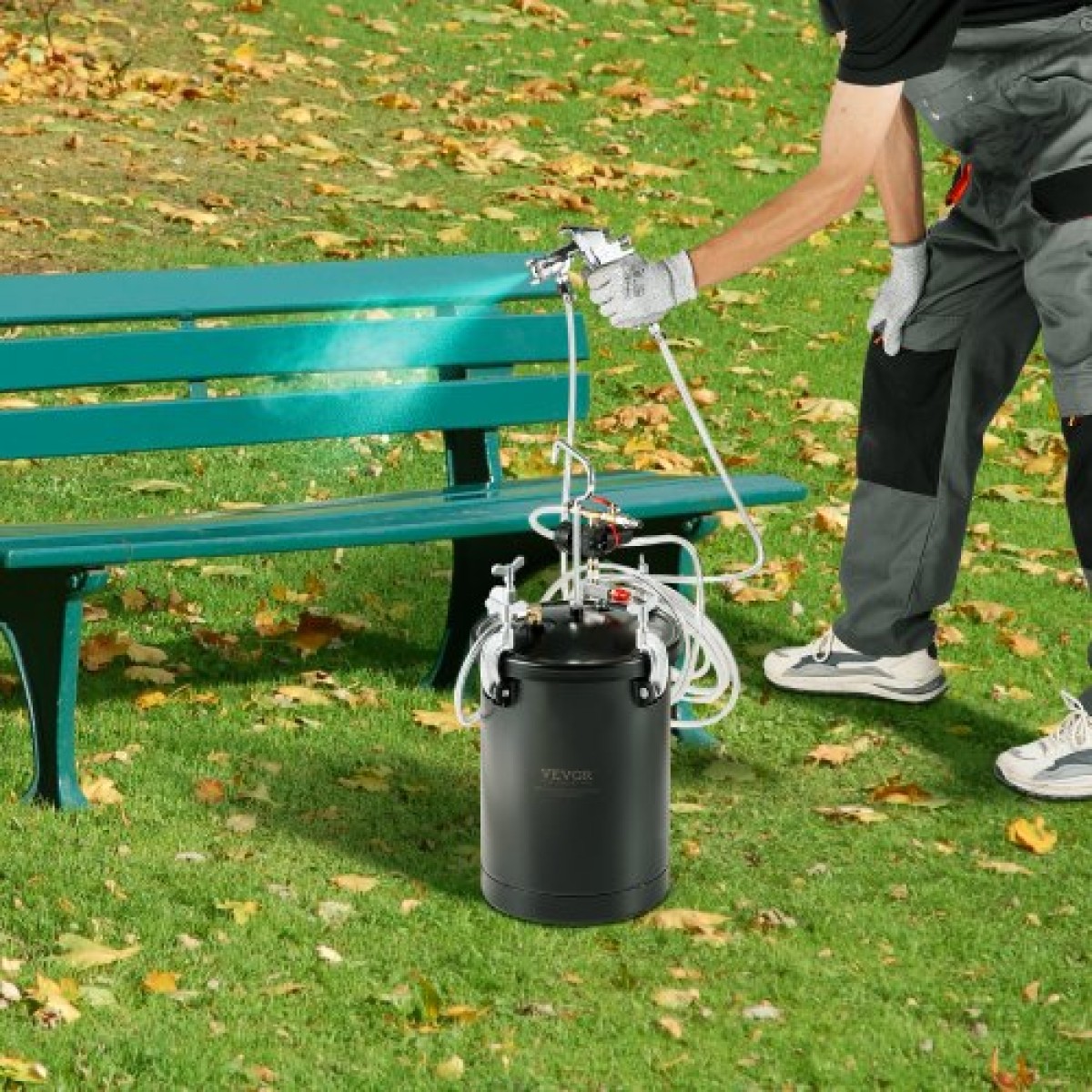Δοχείο πίεσης βαφής VEVOR, δοχείο πίεσης 15L/3,75 gal, Ρυθμιζόμενη πίεση 60 psi, Δεξαμενή βαφής δοχείου πίεσης από χάλυβα με πιστόλι ψεκασμού, σωλήνες, μετρητής πίεσης, για διακόσμηση σπιτιού και βιομηχανική βαφή