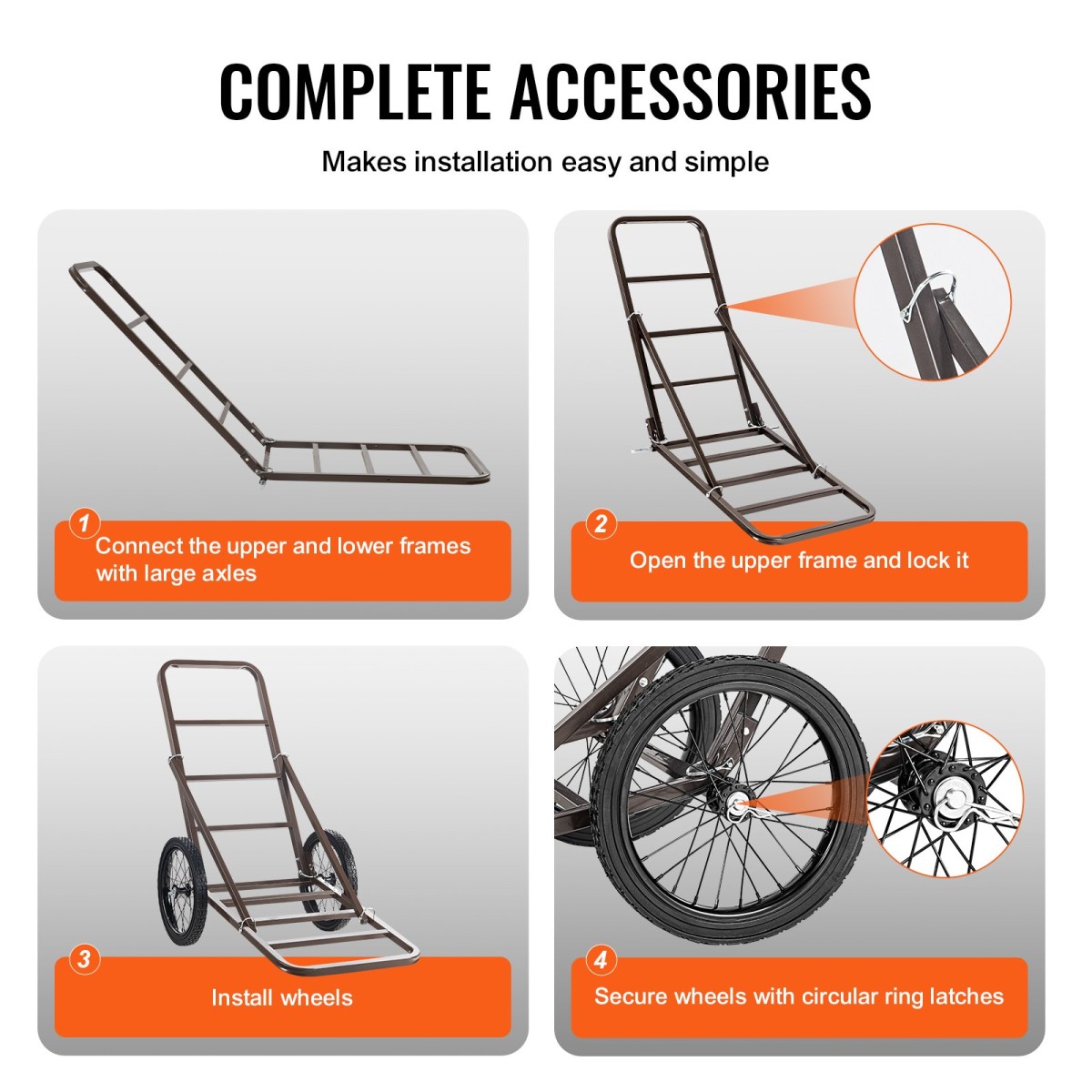 VEVOR Deer Cart, 300 LBS Capacity Folding Cart, Deer Cart Game Hauler με μεγάλους ελαστικούς τροχούς & εργονομική λαβή, βαρέως τύπου αξεσουάρ καροτσιού παιχνιδιού, βοηθητικό εξοπλισμό Dolly για κυνήγι Ψάρεμα Πεζοπορίας
