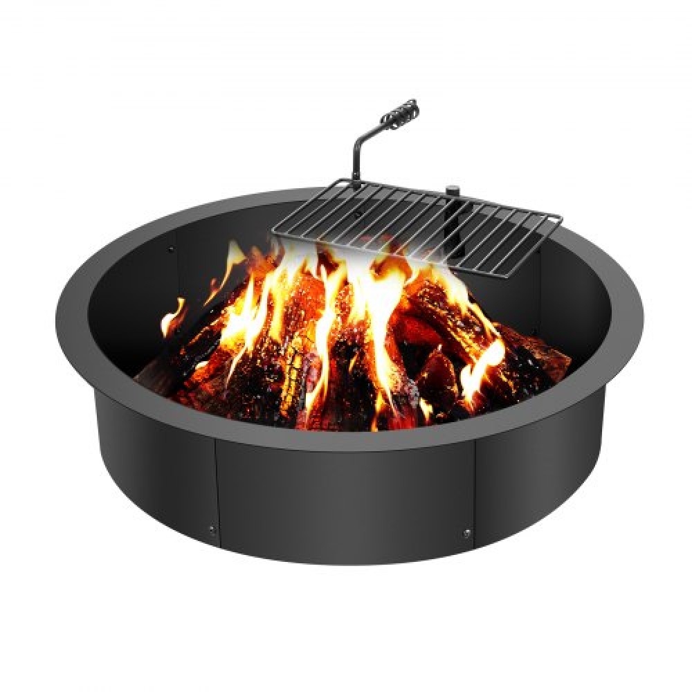 VEVOR Fire Pit Ring, Fire Pit Insert with Fire Ring, 35-In Outer/31-In Internal Diameter, 8,5 in Height, Carbon Steel Liner DIY Campfire Ring over/In-Ground, for Outdoor Camping, Bonfires
