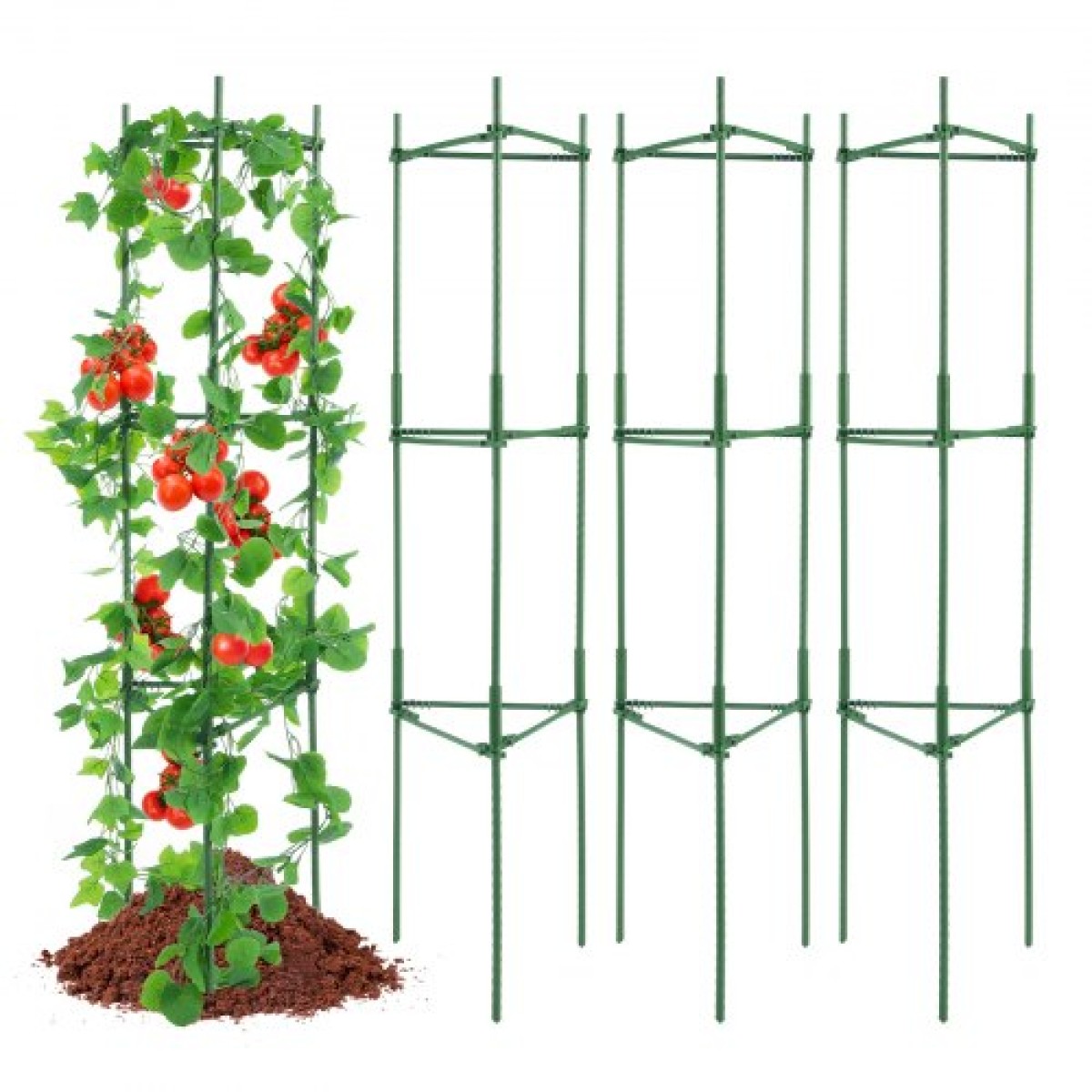 VEVOR 4 Packs Κλουβιά ντομάτας για κήπο, 63 ιντσών Tomato Trellis Plant Stakes Support, Stackable Tall Plant Support Cage, για υπερυψωμένο κρεβάτι κήπου, λαχανικά λουλούδια και αναρριχώμενα φυτά