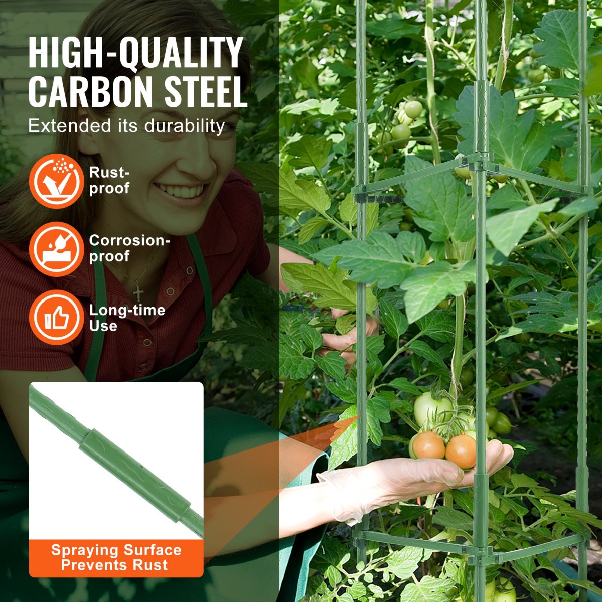 VEVOR 4 Packs Κλουβιά ντομάτας για κήπο, 63 ιντσών Tomato Trellis Plant Stakes Support, Stackable Tall Plant Support Cage, για υπερυψωμένο κρεβάτι κήπου, λαχανικά λουλούδια και αναρριχώμενα φυτά