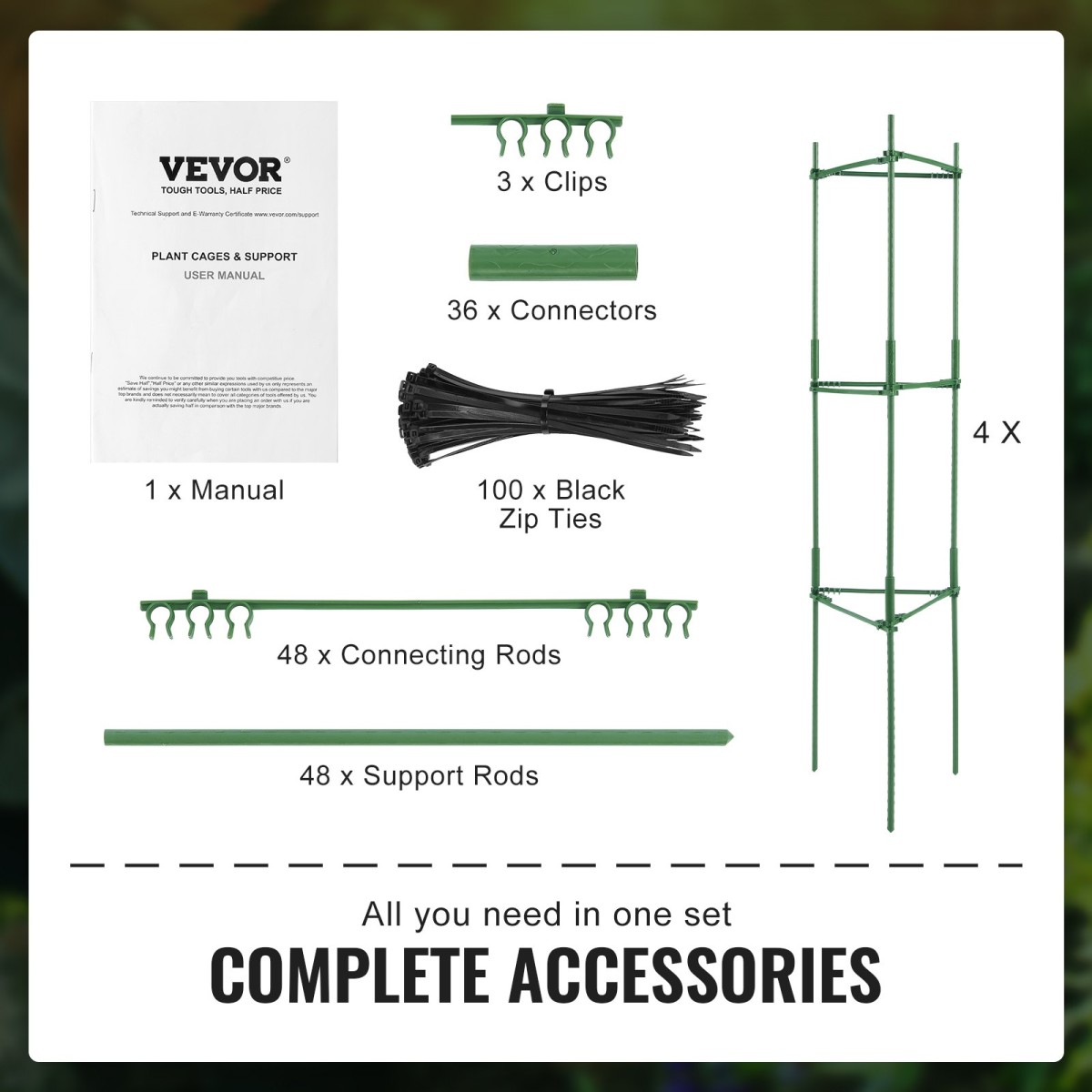 VEVOR 4 Packs Κλουβιά ντομάτας για κήπο, 63 ιντσών Tomato Trellis Plant Stakes Support, Stackable Tall Plant Support Cage, για υπερυψωμένο κρεβάτι κήπου, λαχανικά λουλούδια και αναρριχώμενα φυτά