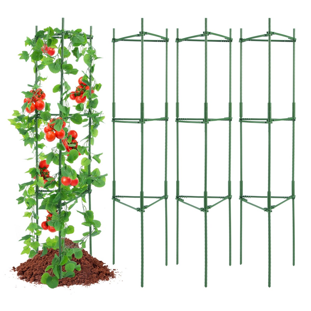 VEVOR 4 Packs Κλουβιά ντομάτας για κήπο, 63 ιντσών Tomato Trellis Plant Stakes Support, Stackable Tall Plant Support Cage, για υπερυψωμένο κρεβάτι κήπου, λαχανικά λουλούδια και αναρριχώμενα φυτά