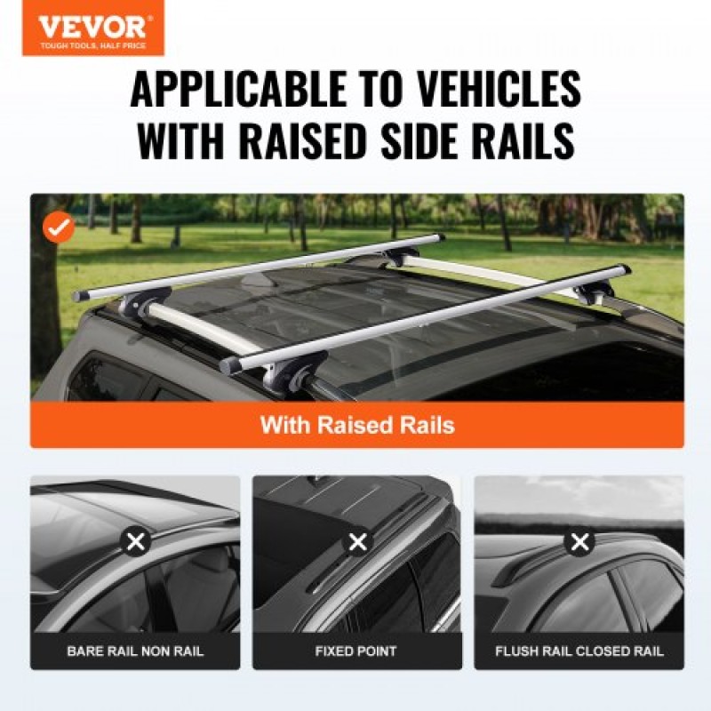 VEVOR Universal Roof Rack Crossbar 132,1 cm μήκος για όχημα με υπερυψωμένη πλαϊνή ράγα