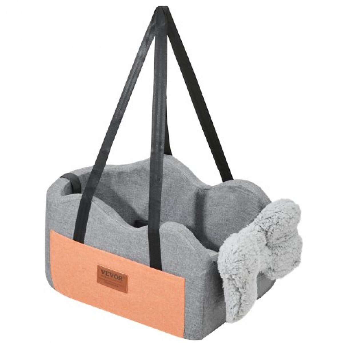 Κονσόλα VEVOR Dog Seat Car, Κεντρική κονσόλα Dog Booster Seat for Small Dog, Pet Car Seat for Car Support with Clip-On Leash, Ρυθμιζόμενα λουριά, Υποστηρίζει έως 8 lbs, Σκούρο γκρι