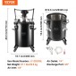 Δοχείο πίεσης βαφής VEVOR, 30 L/7,5 gal Πλήρως αυτόματο δοχείο δοχείου πίεσης ανάδευσης, Ρυθμιζόμενη πίεση 70 psi, δοχείο βαφής δοχείου πίεσης με πιστόλι και σωλήνες ψεκασμού, για βιομηχανική βαφή οικιακής διακόσμησης
