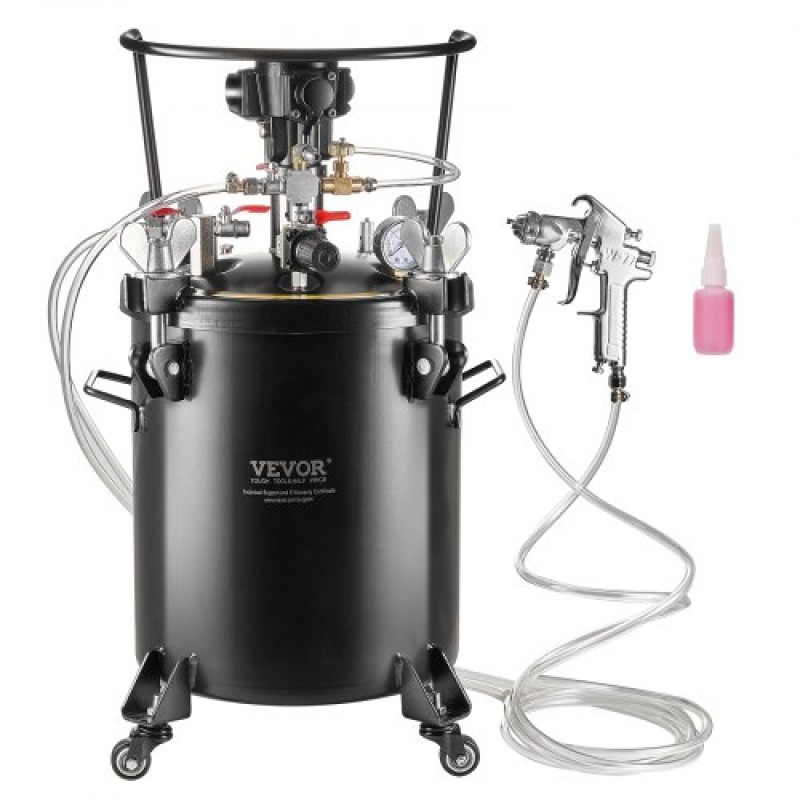 Δοχείο πίεσης βαφής VEVOR, 30 L/7,5 gal Πλήρως αυτόματο δοχείο δοχείου πίεσης ανάδευσης, Ρυθμιζόμενη πίεση 70 psi, δοχείο βαφής δοχείου πίεσης με πιστόλι και σωλήνες ψεκασμού, για βιομηχανική βαφή οικιακής διακόσμησης